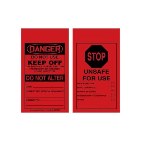 Accuform Safety Tags, DANGER DO NOT USE KEEP OFF, 5.75in x 3.25in, RP-Plastic, 25PK MGT205PTP